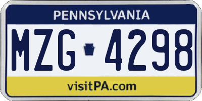 PA license plate MZG4298