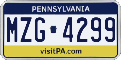 PA license plate MZG4299