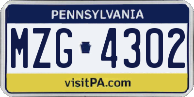 PA license plate MZG4302