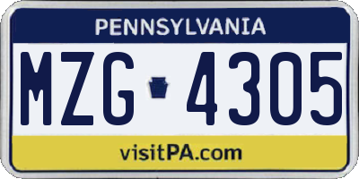 PA license plate MZG4305