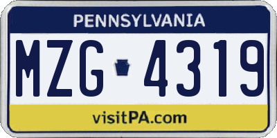 PA license plate MZG4319
