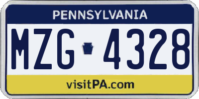 PA license plate MZG4328