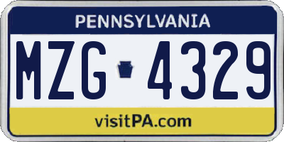 PA license plate MZG4329