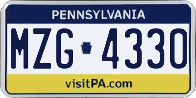 PA license plate MZG4330