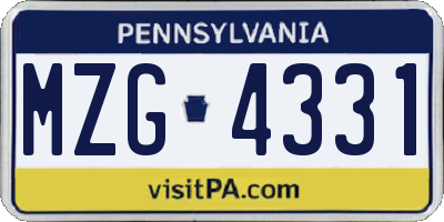 PA license plate MZG4331