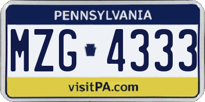 PA license plate MZG4333