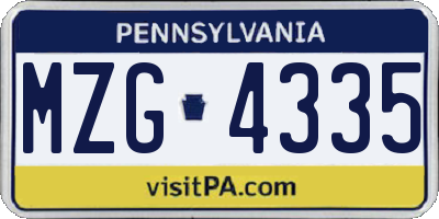 PA license plate MZG4335