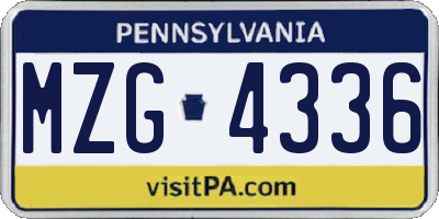 PA license plate MZG4336