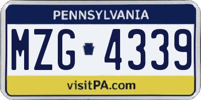 PA license plate MZG4339