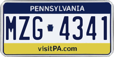 PA license plate MZG4341