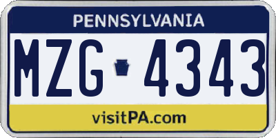 PA license plate MZG4343