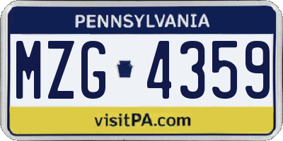 PA license plate MZG4359