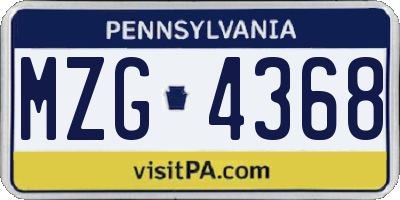 PA license plate MZG4368