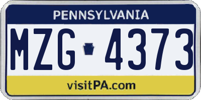 PA license plate MZG4373