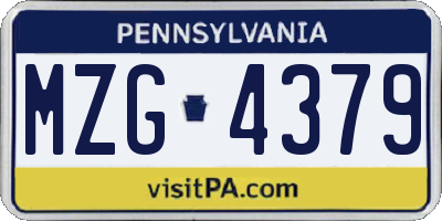 PA license plate MZG4379