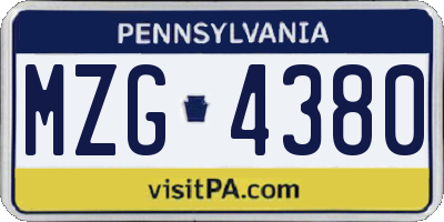 PA license plate MZG4380