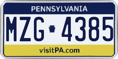 PA license plate MZG4385