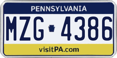 PA license plate MZG4386
