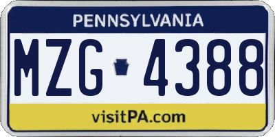 PA license plate MZG4388
