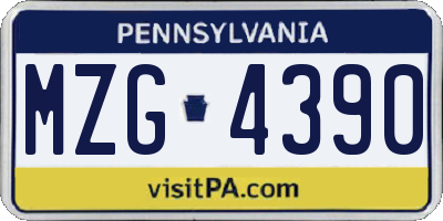 PA license plate MZG4390