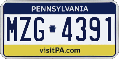 PA license plate MZG4391