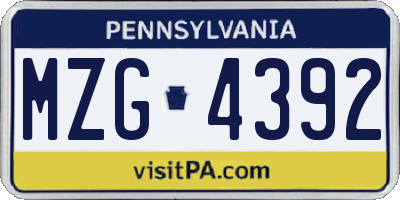 PA license plate MZG4392