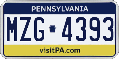 PA license plate MZG4393