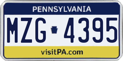PA license plate MZG4395
