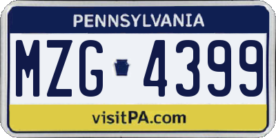 PA license plate MZG4399