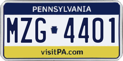 PA license plate MZG4401
