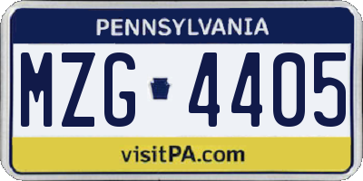 PA license plate MZG4405
