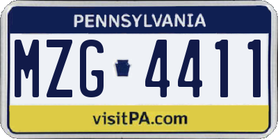 PA license plate MZG4411
