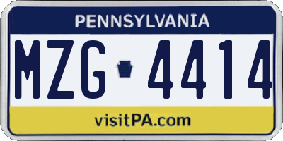 PA license plate MZG4414