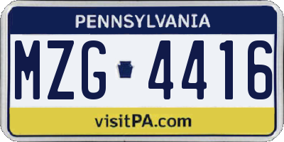 PA license plate MZG4416