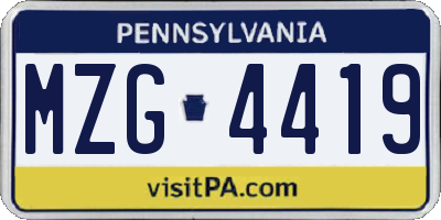 PA license plate MZG4419