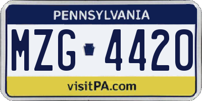 PA license plate MZG4420