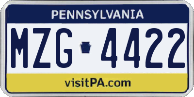 PA license plate MZG4422
