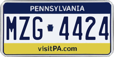 PA license plate MZG4424