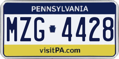 PA license plate MZG4428
