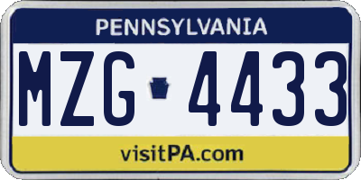 PA license plate MZG4433