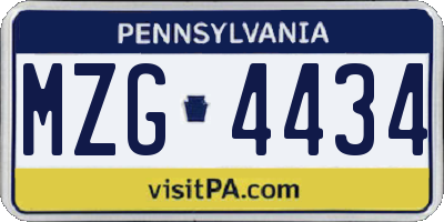 PA license plate MZG4434