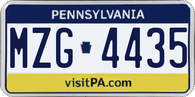PA license plate MZG4435