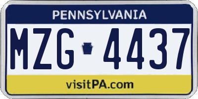 PA license plate MZG4437