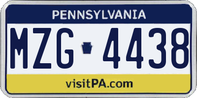 PA license plate MZG4438