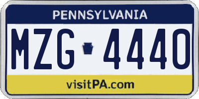 PA license plate MZG4440