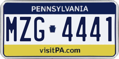 PA license plate MZG4441