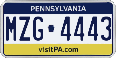 PA license plate MZG4443
