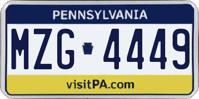 PA license plate MZG4449