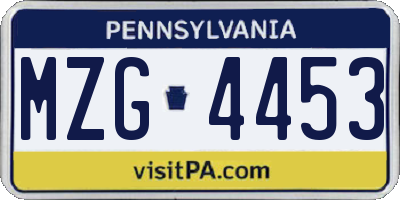PA license plate MZG4453