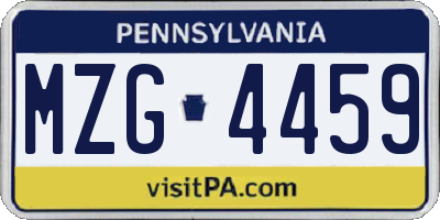 PA license plate MZG4459